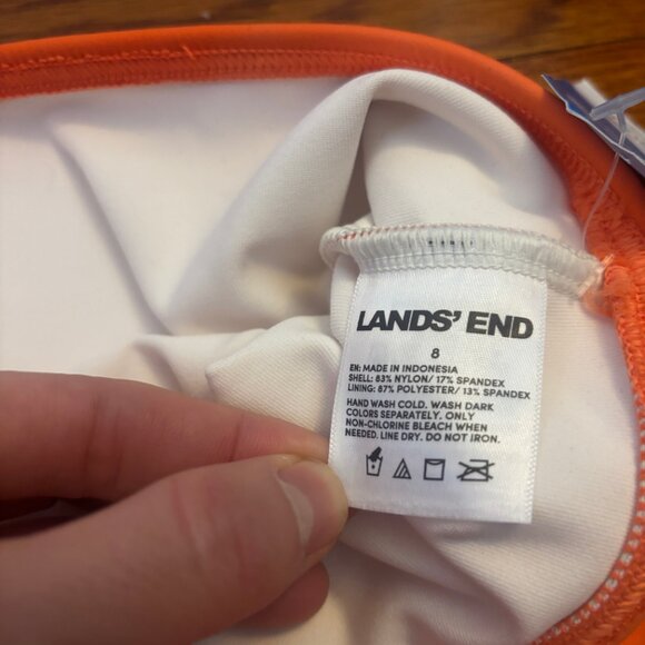 Land's End Papaya Orange Swim Skirt (8) & Tankini Top (10) Set NWT - Picture 5 of 10